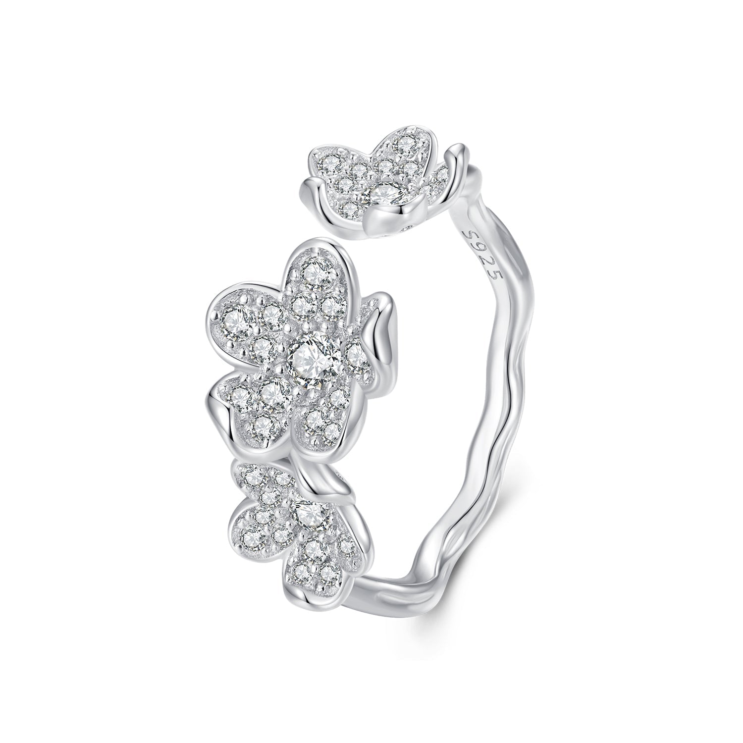 S925 Sterling Silver Pavé Setting CZ Ring for Women
