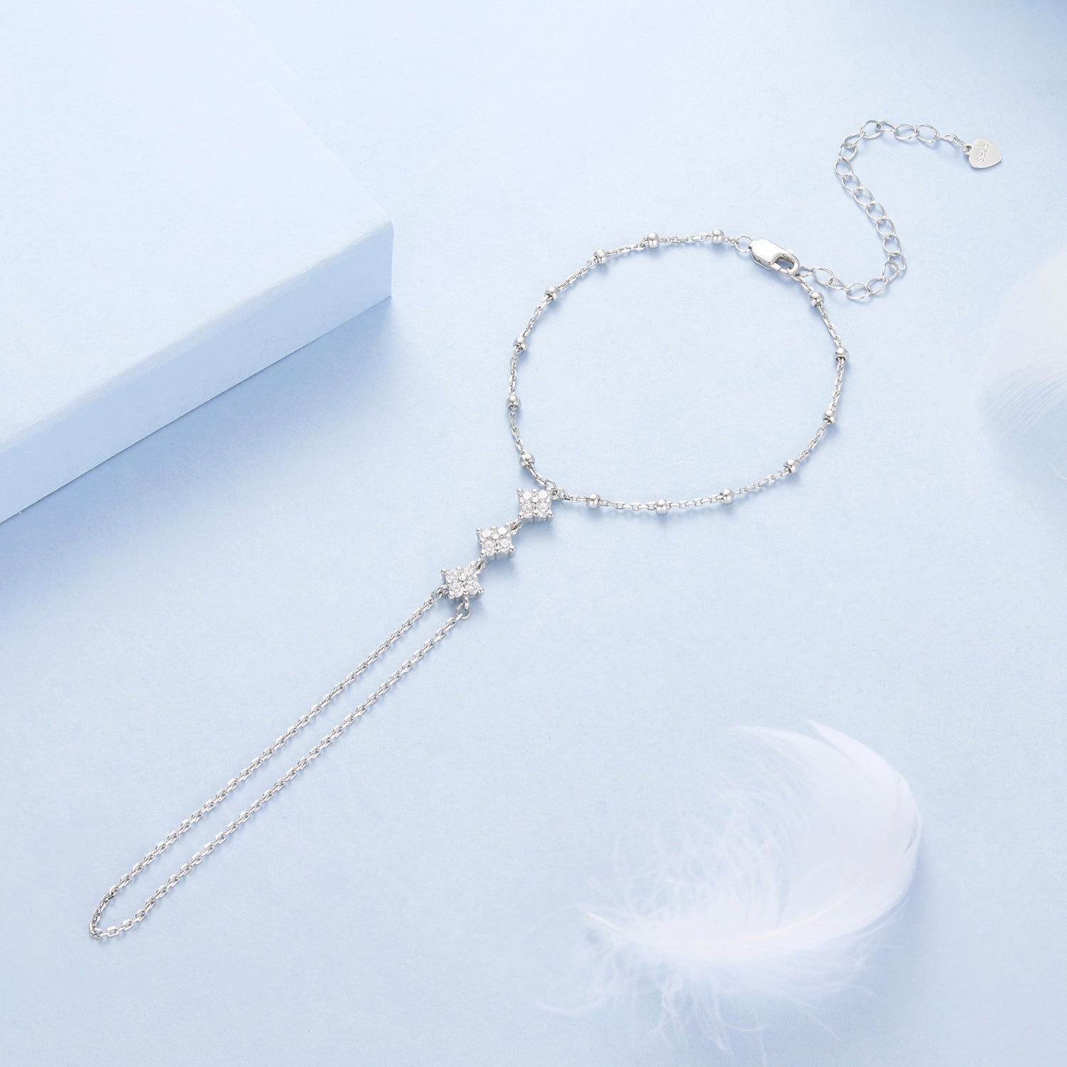 925 Sterling Silver 15+6cm White Gold Plated Pavé Setting CZ Bracelets
