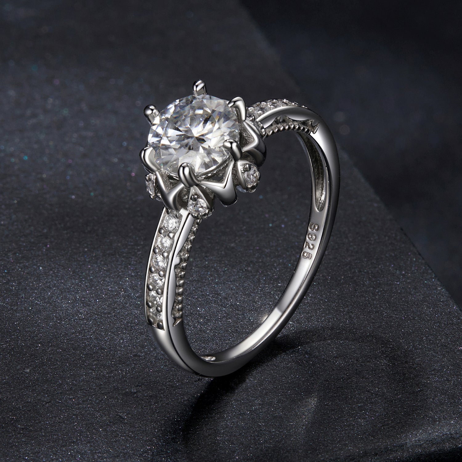 925 Sterling Silver Moissanite Ring 1ct Size 6