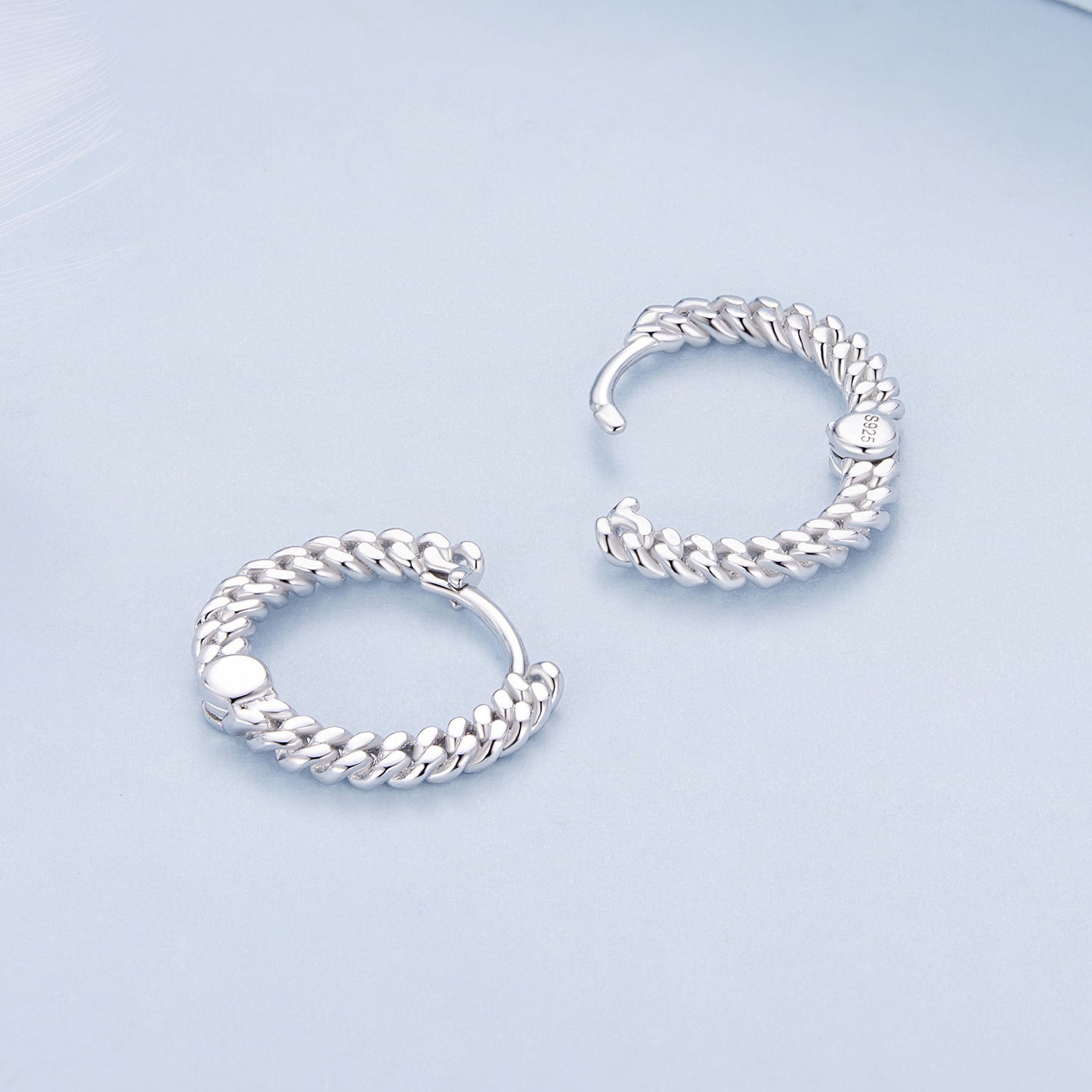 925 Sterling Silver Earrings Size 14*1.5mm Plated Platinum for Women