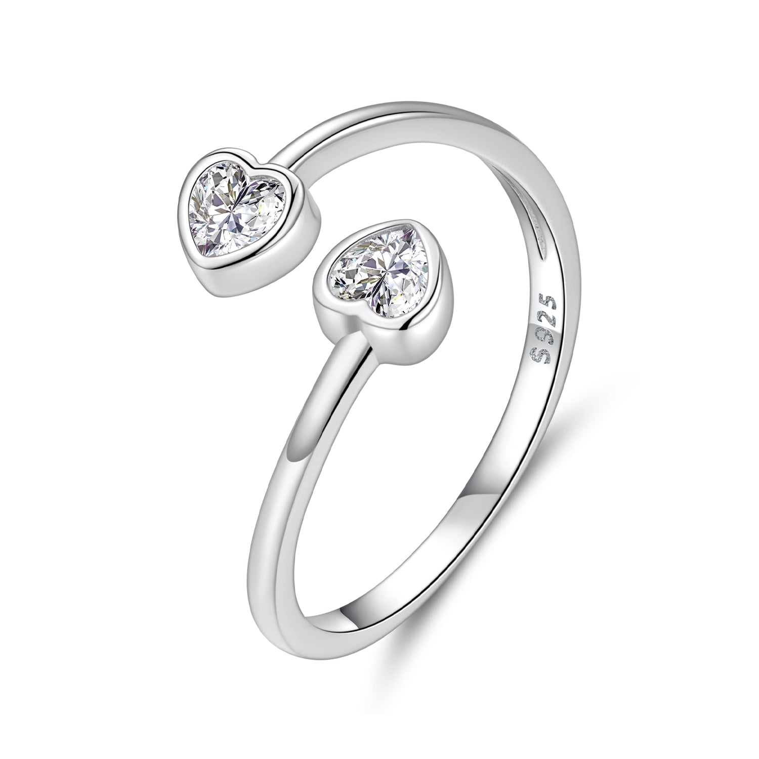 925 Sterling Silver Heart Shaped 0.17cm CZ Ring for Women