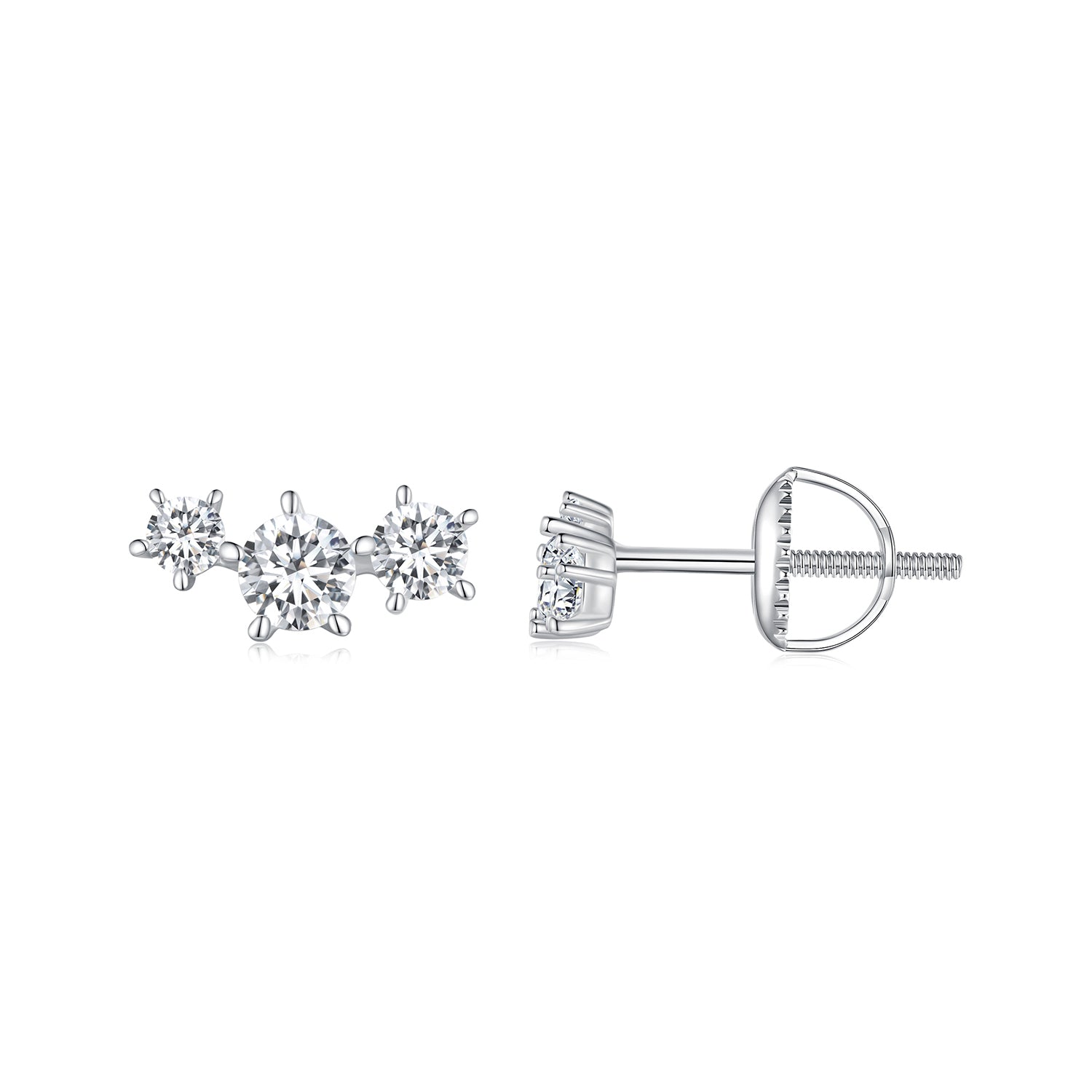 925 Sterling Silver Moissanite 0.01 Carat Earrings Size 4*9mm for Women