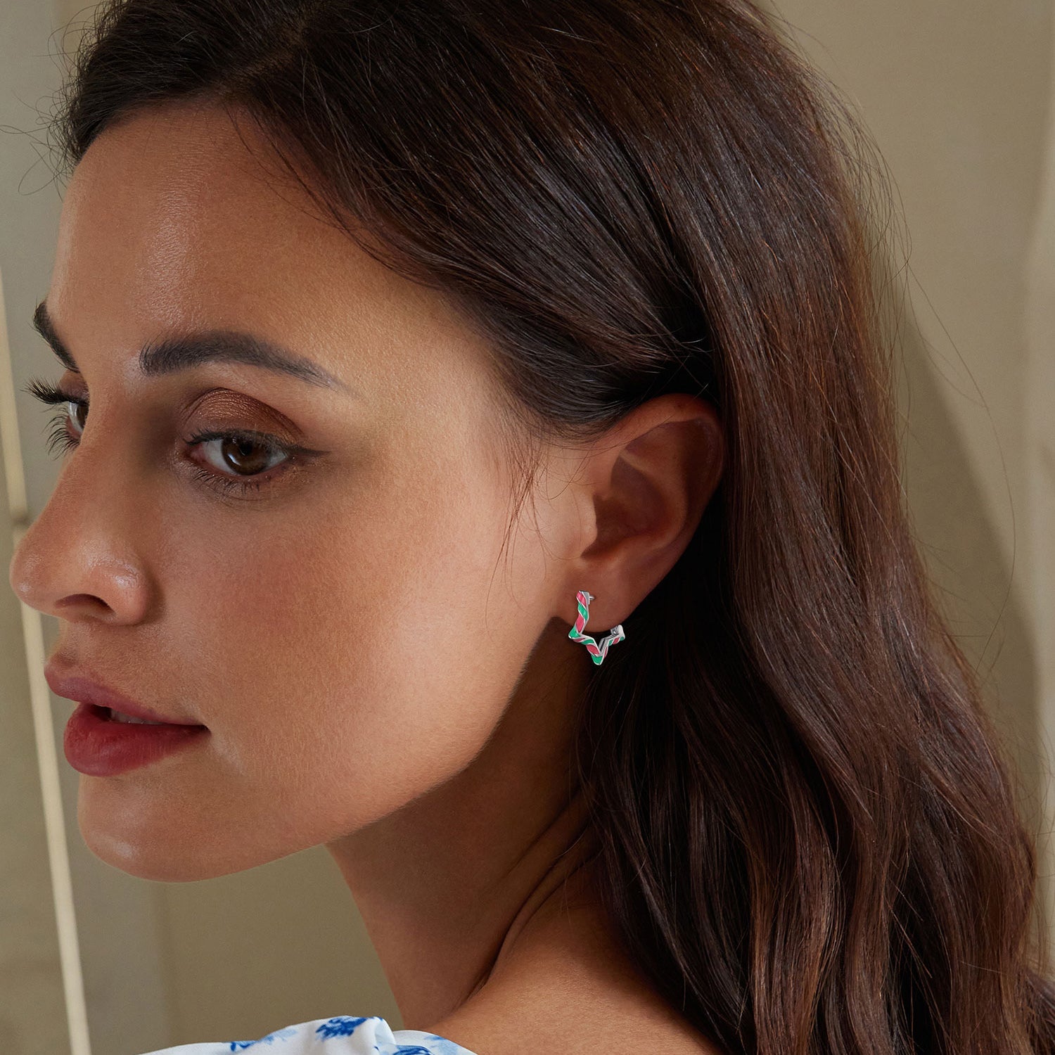 925 Sterling Silver Enamel Plated Platinum Earrings for Women