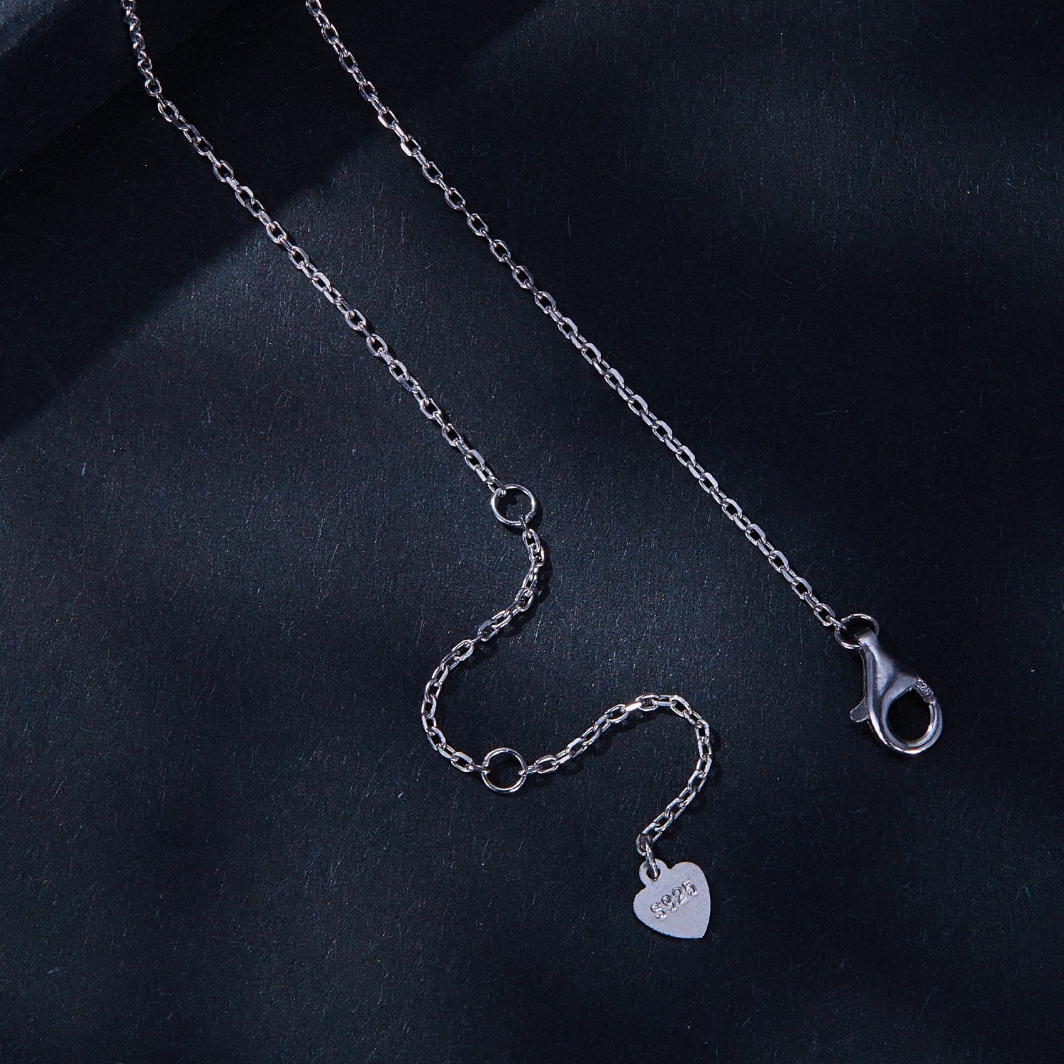925 Sterling Silver Moissanite Necklace with Pavé Setting in Platinum, 450mm, for Women
