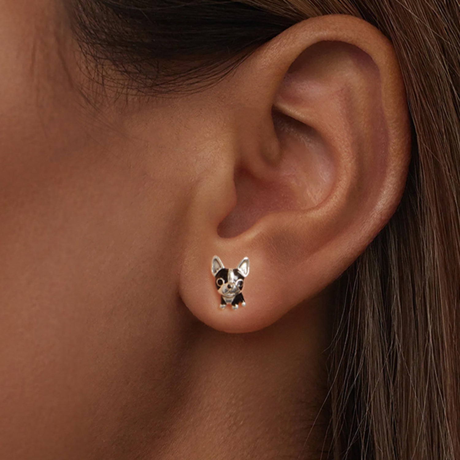 925 Sterling Silver Oxidized Enamel Earrings for Women