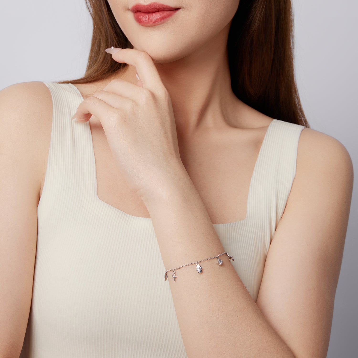 925 Sterling Silver Bracelet with Plated White Gold and Pavé Setting CZ