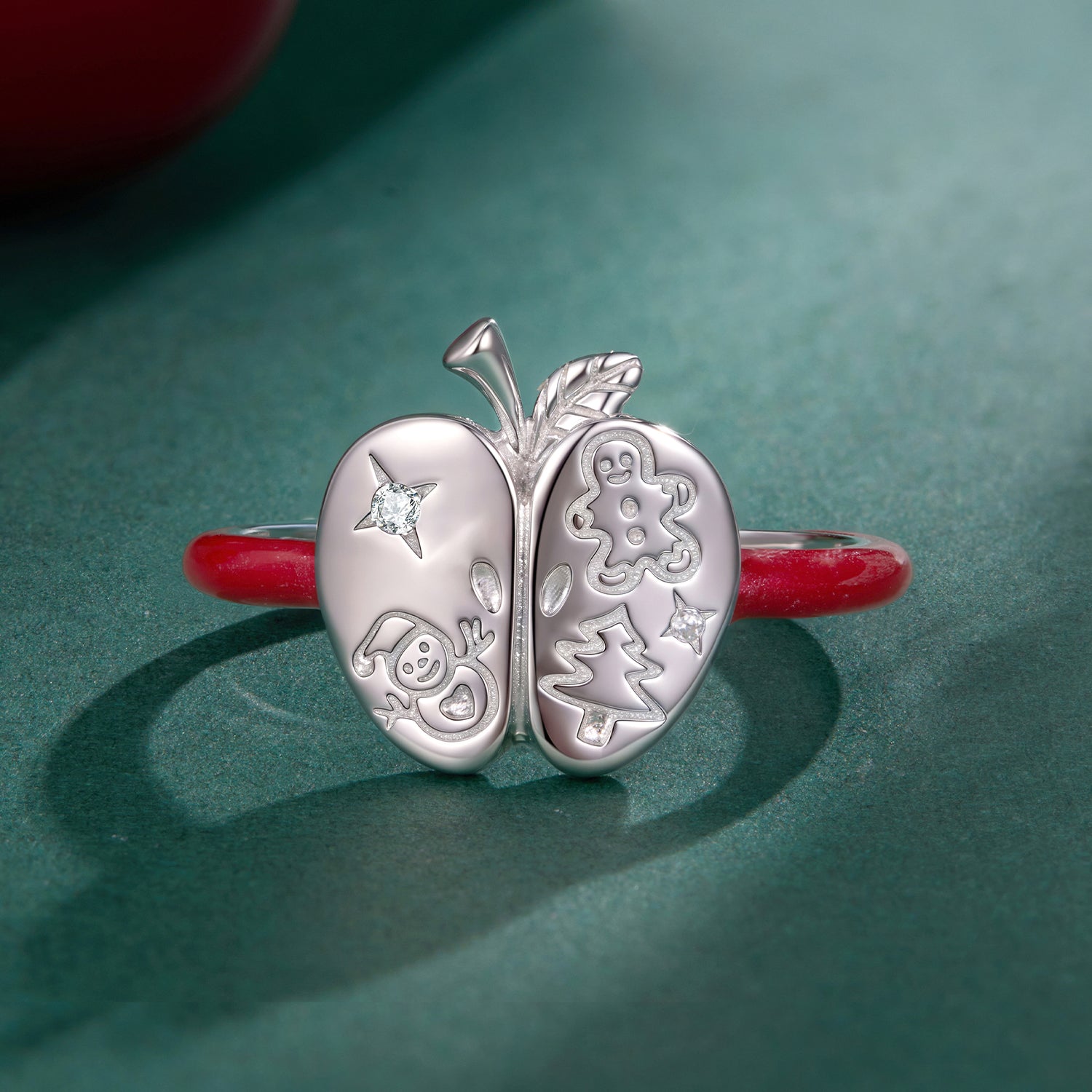 925 Sterling Silver Enamel Pavé CZ Ring for Women Size 1.3 cm