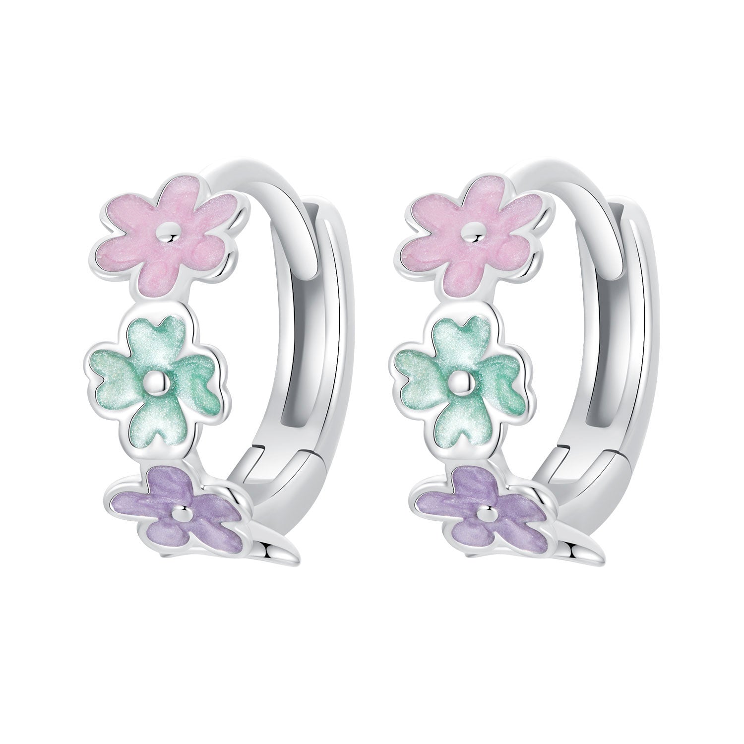 925 Sterling Silver Enamel White Gold Plated Earrings for Women
