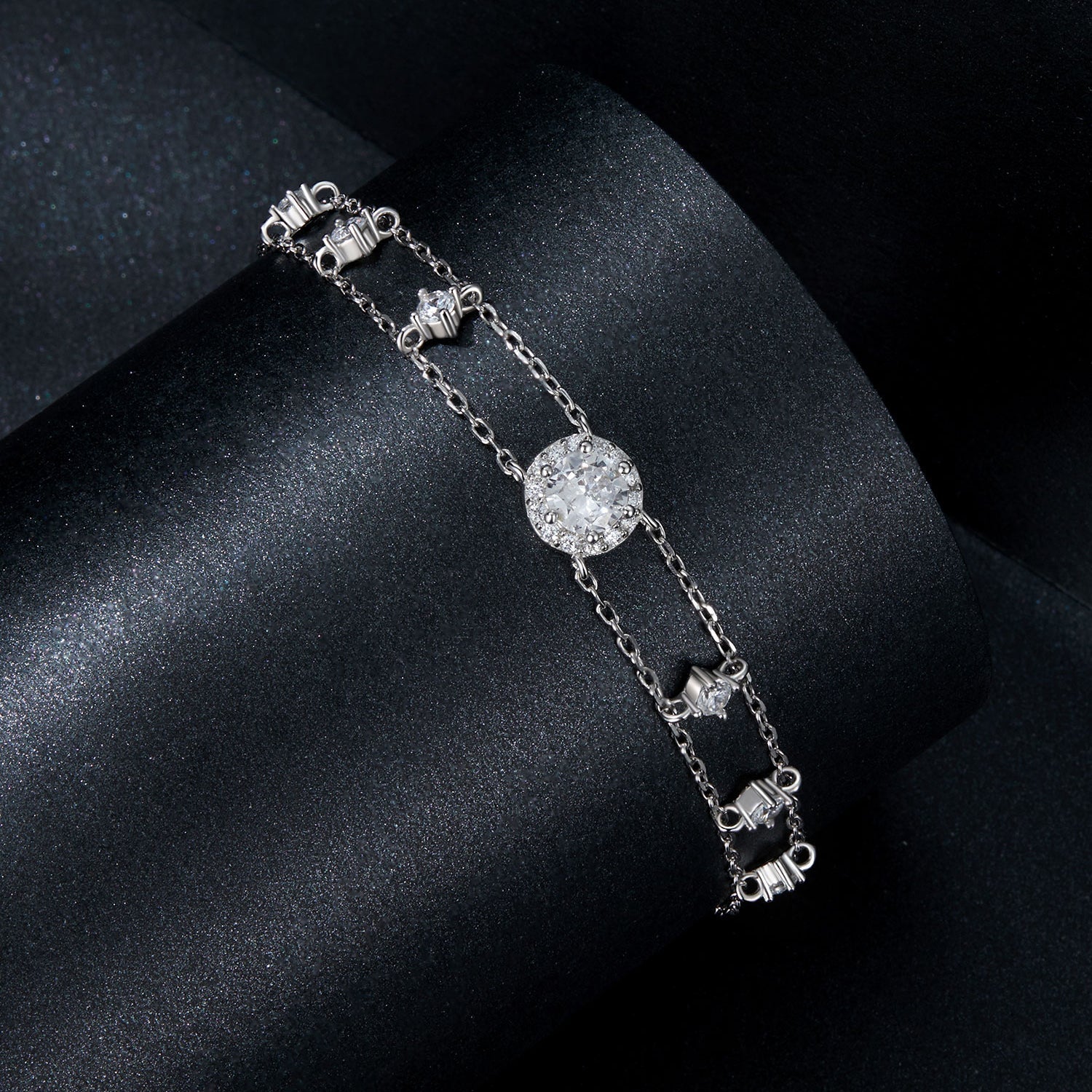 925 Sterling Silver 5.0mm Moissanite Bracelet with CZ and White Gold Plating for Women