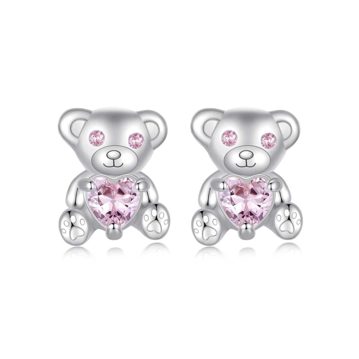 925 Sterling Silver Earrings with CZ in White Gold Plating