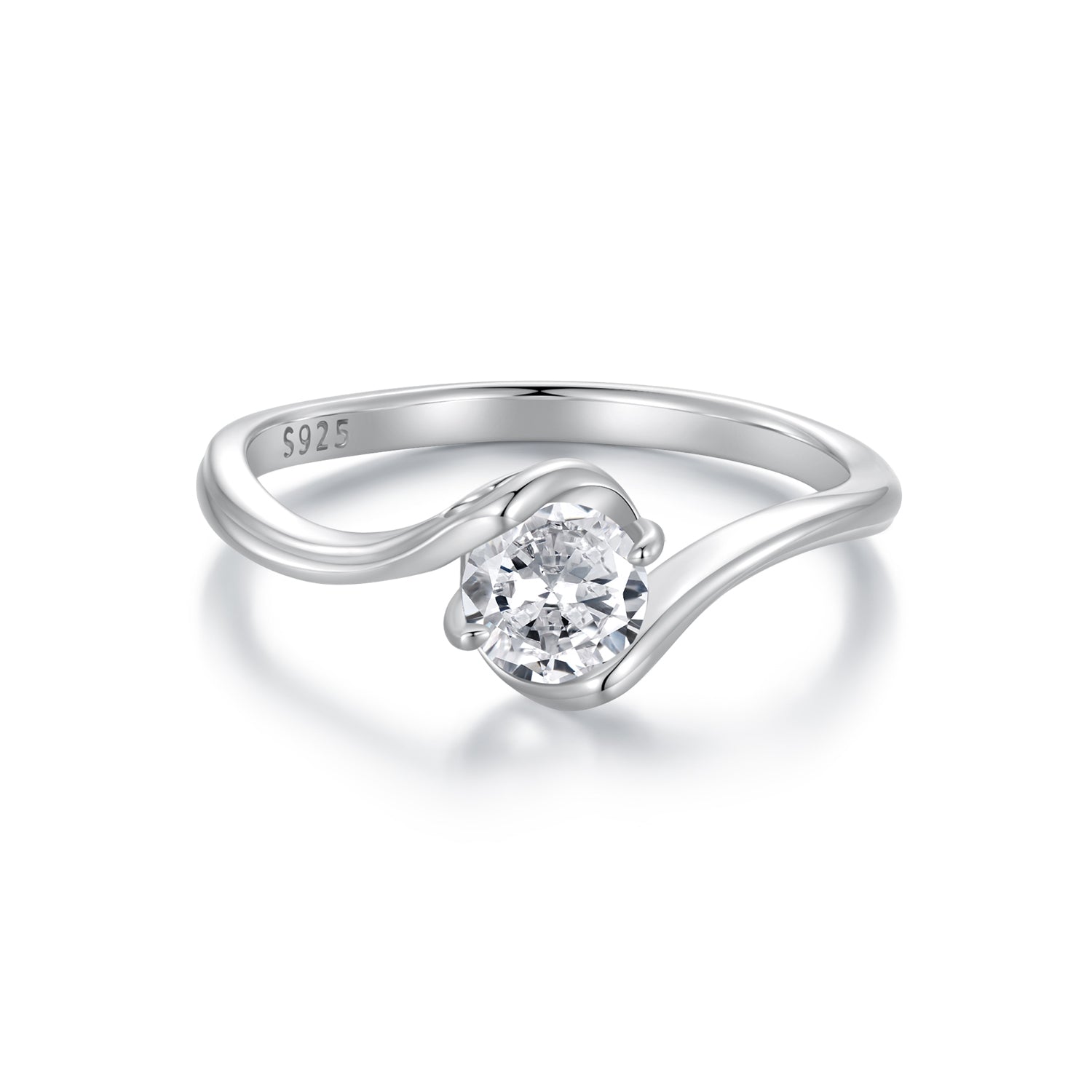 925 Sterling Silver 5mm Moissanite Ring for Women