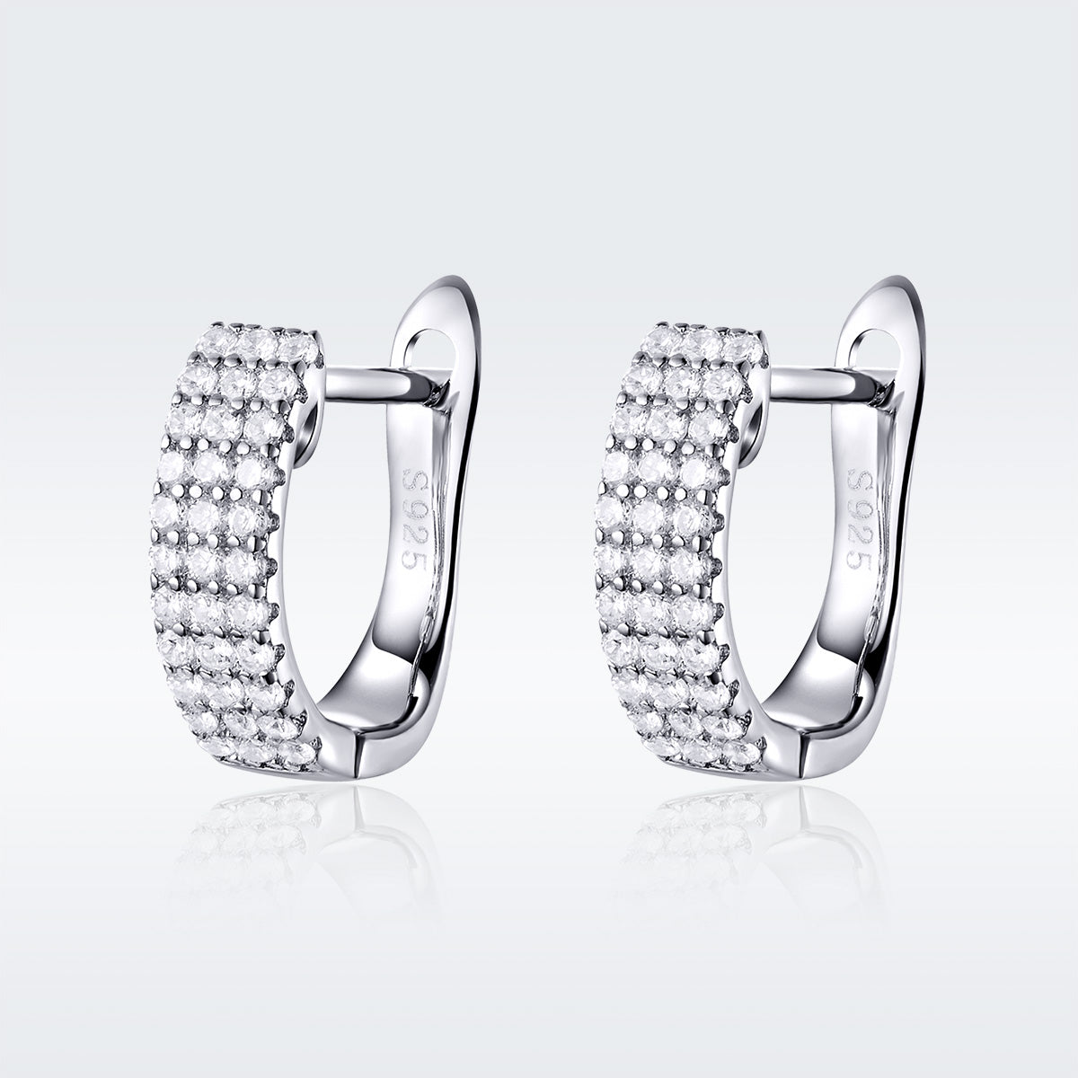925 Sterling Silver Earrings with Pavé Setting CZ 1.3*0.4cm