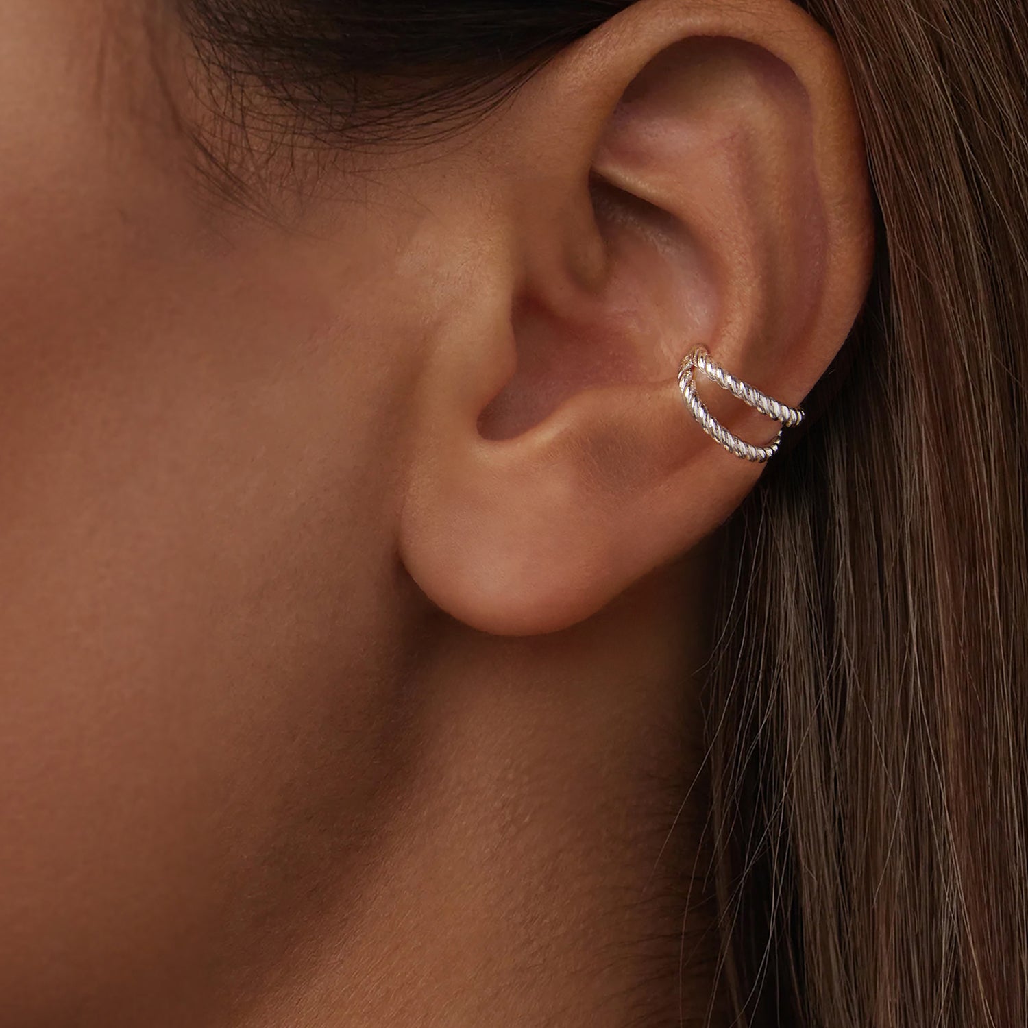 925 Sterling Silver White Gold Plated Hoop Earrings 0.7x1.3cm for Women