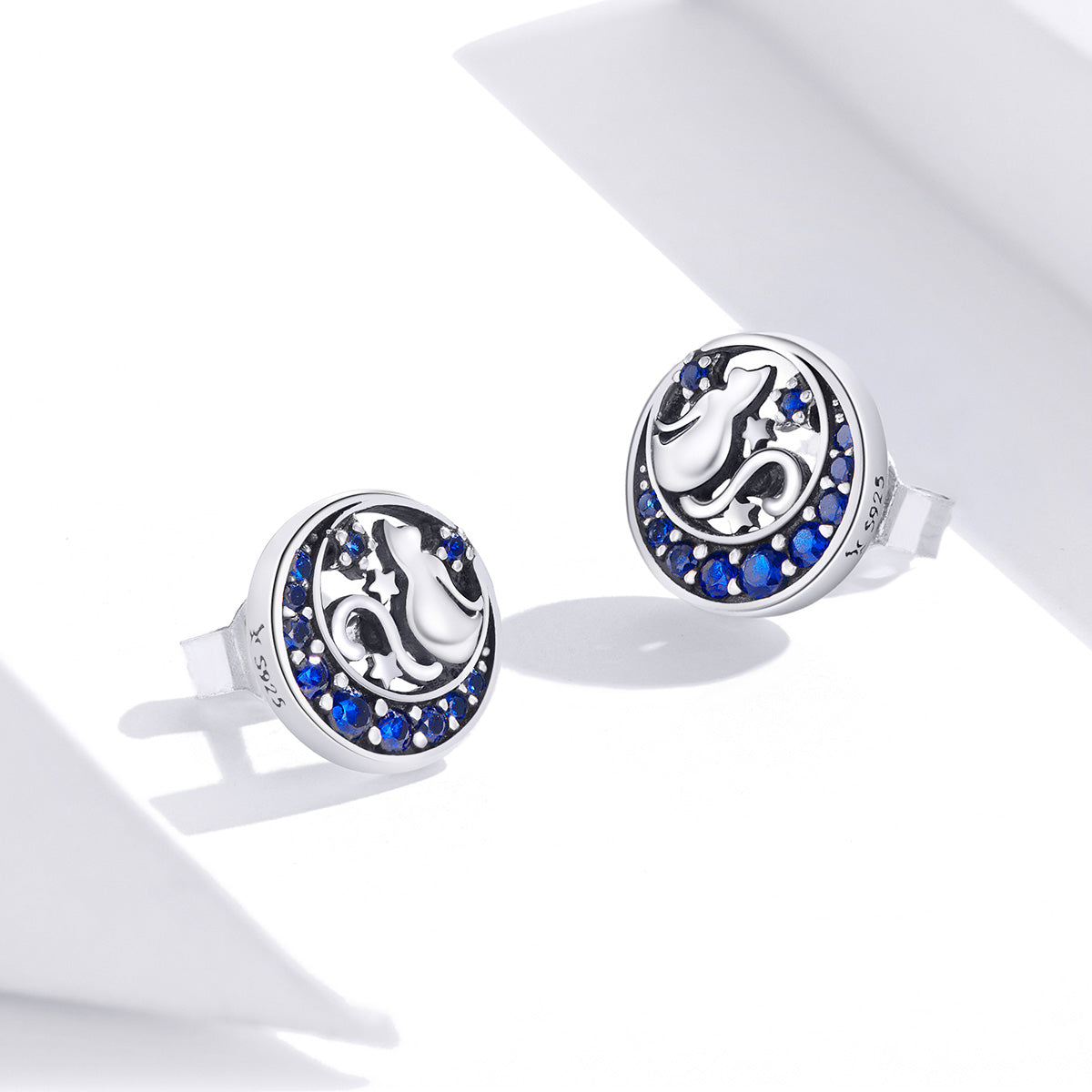 925 Sterling Silver Oxidized CZ Pavé Earrings