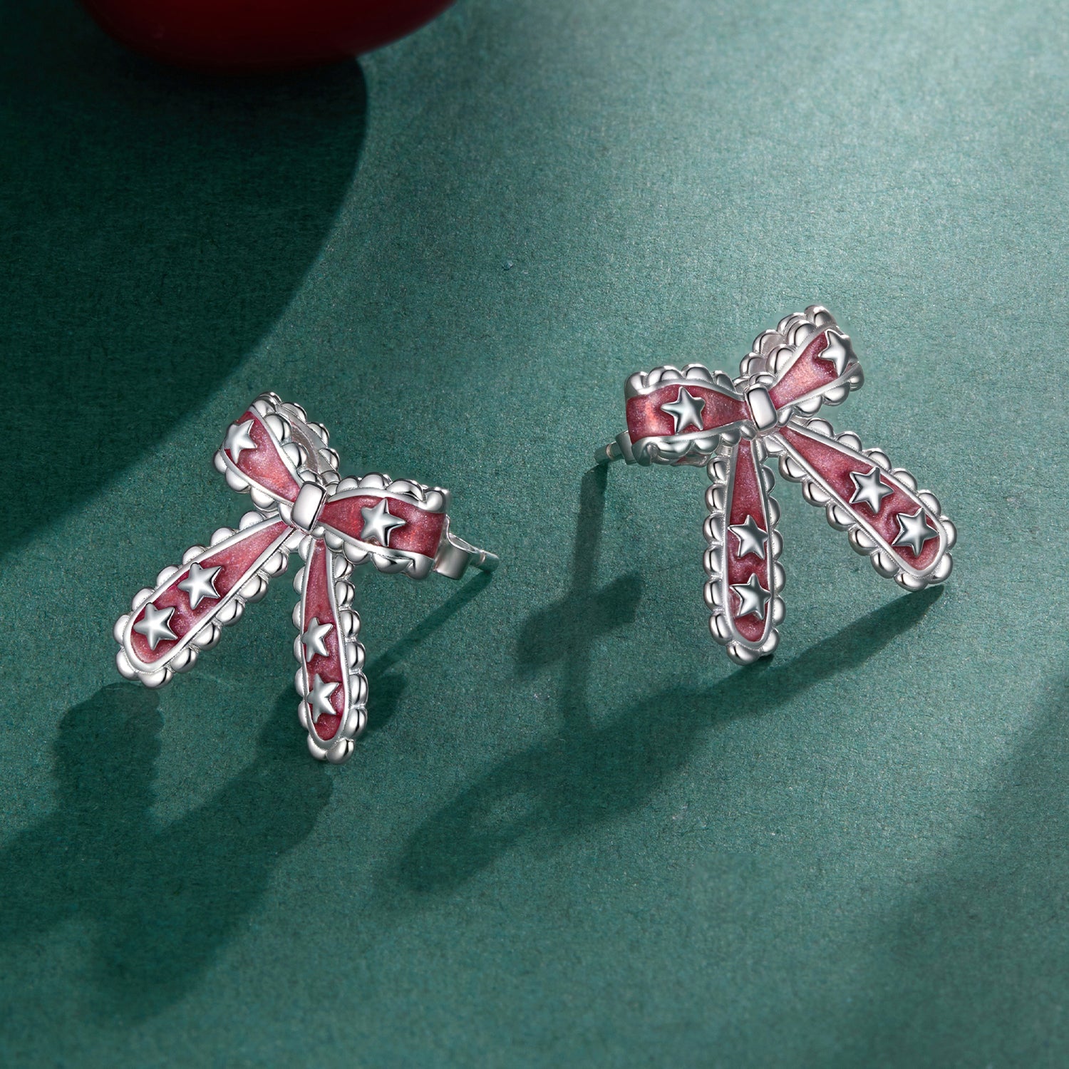 925 Sterling Silver Earrings with Enamel Process in White Gold Plating for Women