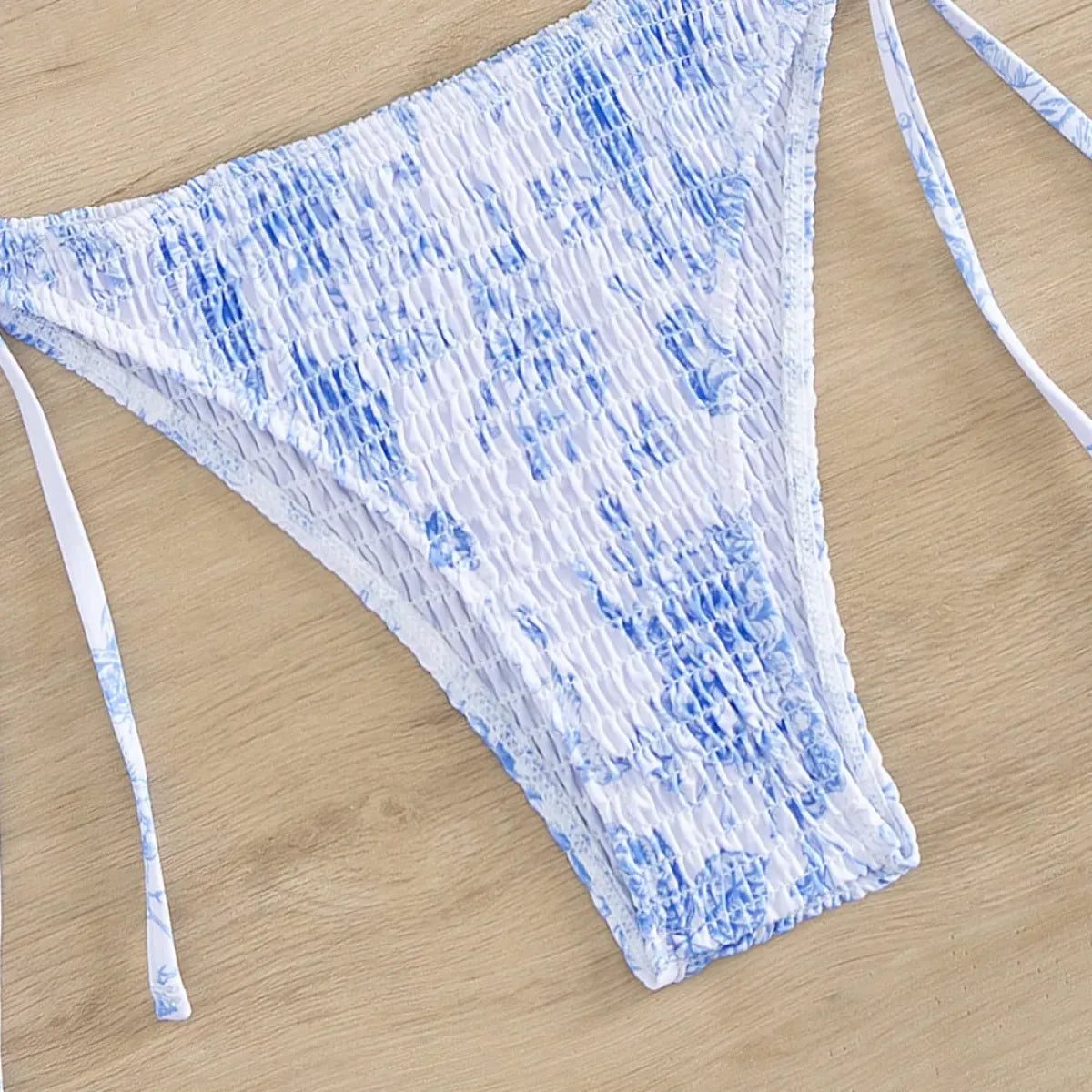 Ruched Floral Halter Bikini Set – Kawaii Beach Swimwear