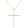 .925 Sterling Silver 3.0 Cttw Round Shape Diamond 1-1/2" Cross Pendant with Box Chain Necklace (I-J Color, I2-I3 Clarity) - 18"