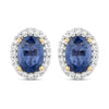 2.16 Carat Genuine Blue Sapphire and White Diamond 14K Yellow Gold Earrings