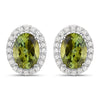 1.92 Carat Genuine Green Tourmaline and White Diamond 14K White Gold Earrings