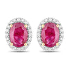 1.96 Carat Genuine Ruby and White Diamond 14K Yellow Gold Earrings