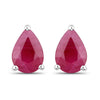 1.60 Carat Genuine Ruby 14K White Gold Earrings
