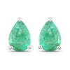1.30 Carat Genuine Zambian Emerald 14K White Gold Earrings