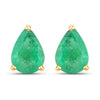 1.30 Carat Genuine Zambian Emerald 14K Yellow Gold Earrings
