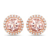 0.93 Carat Genuine Morganite and White Diamond 14K Rose Gold Earrings