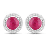 1.22 Carat Genuine Ruby and White Diamond 14K White Gold Earrings