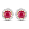 1.22 Carat Genuine Ruby and White Diamond 14K Yellow Gold Earrings