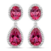 11.35 Carat Genuine Pink Topaz and White Diamond .925 Sterling Silver Earrings