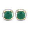 4.40 Carat Dyed Emerald and White Diamond .925 Sterling Silver Earrings