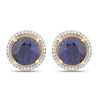 5.20 Carat Dyed Sapphire and White Diamond .925 Sterling Silver Earrings