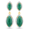 4.21 Carat Dyed Emerald and White Diamond .925 Sterling Silver Earrings