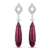 23.25 Carat Dyed Ruby and White Topaz .925 Sterling Silver Earrings