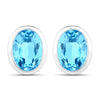 4.00 Carat Genuine Swiss Blue Topaz .925 Sterling Silver Earrings