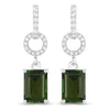 2.28 Carat Genuine Green Tourmaline and White Diamond 14K White Gold Earrings
