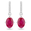 1.75 Carat Genuine Ruby and White Diamond 14K White Gold Earrings