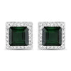 1.55 Carat Genuine Green Tourmaline and White Diamond 14K White Gold Earrings
