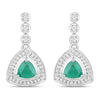 1.39 Carat Genuine Zambian Emerald and White Diamond 14K White Gold Earrings