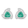 1.23 Carat Genuine Zambian Emerald and White Diamond 14K White Gold Earrings
