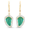 7.56 Carat Genuine Colombian Emerald and White Diamond 14K Yellow Gold Earrings
