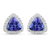 3.82 Carat Genuine Tanzanite and White Diamond 14K White Gold Earrings