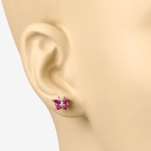 0.63 Carat Genuine Ruby .925 Sterling Silver Earrings