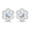 0.61 Carat Genuine Aquamarine and White Diamond 14K White Gold Earrings