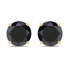 3.84 Carat Genuine Black Diamond 14K Yellow Gold Earrings