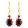6.98 Carat Dyed Ruby and White Diamond .925 Sterling Silver Earrings