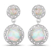 2.27 Carat Genuine Ethiopian Opal and White Diamond .925 Sterling Silver Earrings