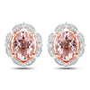 3.52 Carat Genuine Morganite and White Diamond 14K Rose Gold Earrings