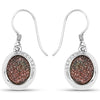 4.72 Carat Genuine Copper Bloom Drusy and White Topaz .925 Sterling Silver Earrings